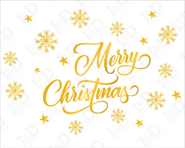 Adesivo per vetrine Natale "TRA STELLE E FIOCCHI" - Vetrofania