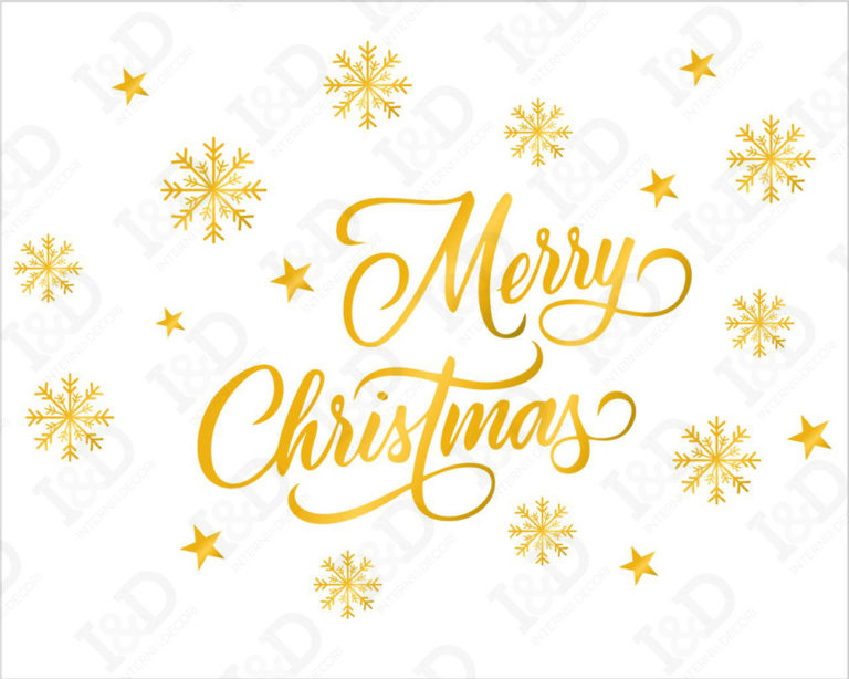 Adesivo per vetrine Natale "TRA STELLE E FIOCCHI" - Vetrofania