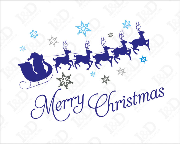 Adesivo per vetrine Natale "SLITTA CON FIOCCHI DI NEVE" - Vetrofania