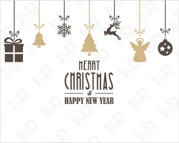 Adesivo per vetrine Natale "MERRY CHRISTMAS & HAPPY NEW YEAR" - Vetrofania