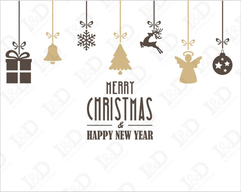 Adesivo per vetrine Natale "MERRY CHRISTMAS & HAPPY NEW YEAR" - Vetrofania