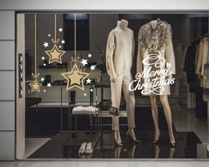 Vetrofania-Natale con stelle cadenti