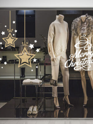 Adesivo per vetrine "NATALE CON STELLE CADENTI" - Vetrofania
