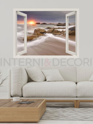 Adesivo murale finestra "QUIETE SUL MARE" - Finestra illusione