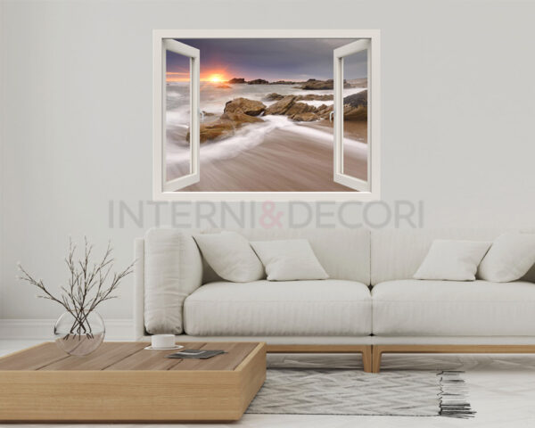 Adesivo murale finestra "QUIETE SUL MARE" - Finestra illusione