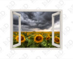 Adesivo murale finestra "NUBI SUI GIRASOLI" - Finestra illusione