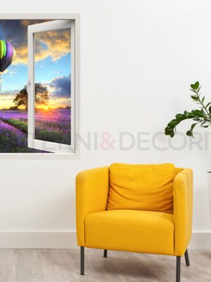 Adesivo murale finestra "GUARDANDO LE MONGOLFIERE" - Finestra illusione