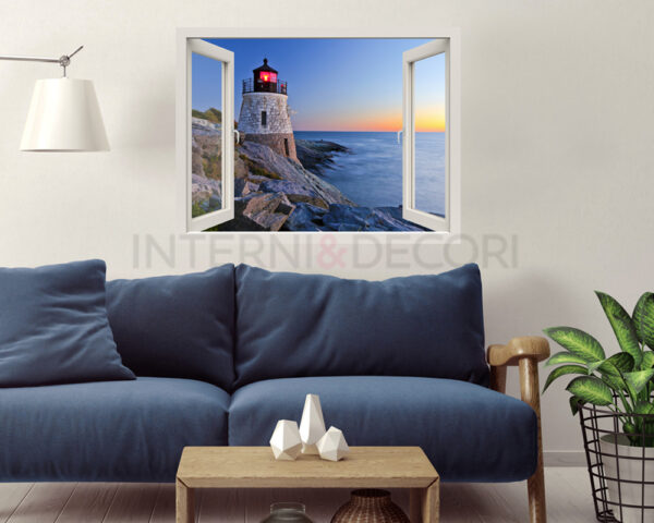 Adesivo murale finestra tramonto "VISTA SUL FARO" - Finestra illusione