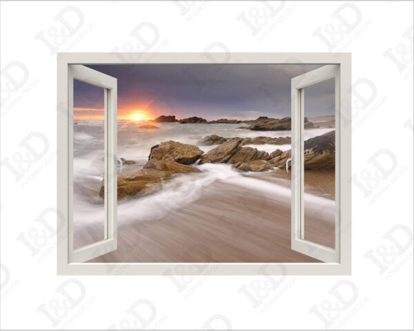 Adesivo murale finestra "QUIETE SUL MARE" - Finestra illusione