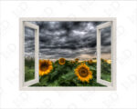 Adesivo murale finestra "NUBI SUI GIRASOLI" - Finestra illusione