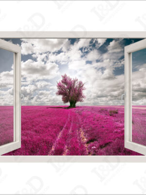 Nuvole sul campo di lavanda-finestra illusione