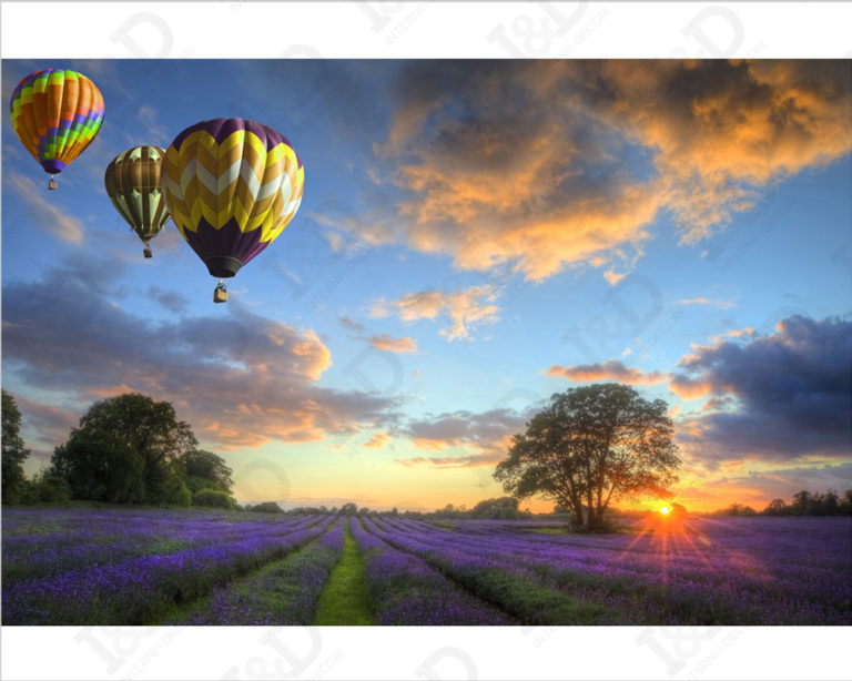 Quadro moderno mongolfiere "SU UN CAMPO DI LAVANDA" - Stampa su tela