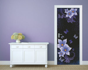 Adesivo per porte-fiori e farfalle viola