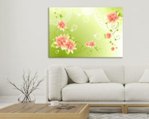 Stampa su tela-dalie su sfondo verde