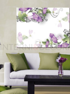Quadro moderno "FIORI LILLA E DECORI"