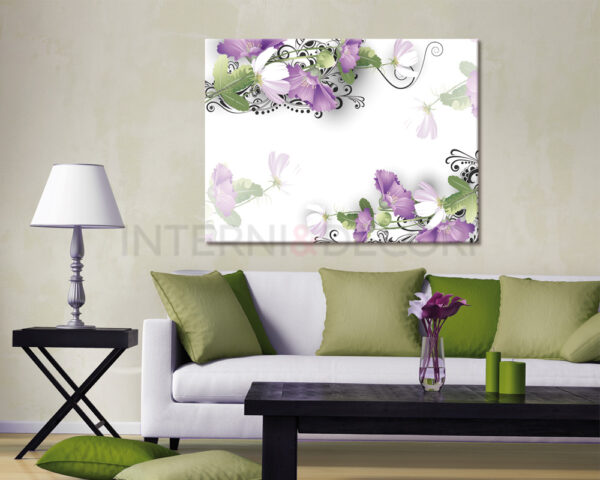 Quadro moderno "FIORI LILLA E DECORI"