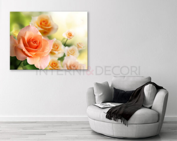 Quadro moderno fiori "ROSE COLOR PESCA" - Stampa su tela
