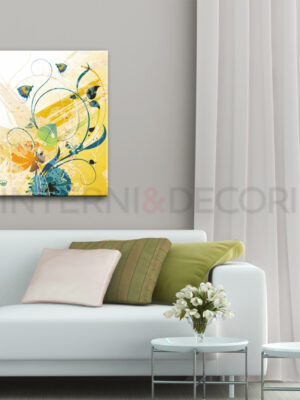 Quadro moderno farfalle "TRA DECORI E FOGLIE" - Stampa su tela