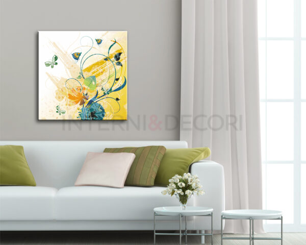 Quadro moderno farfalle "TRA DECORI E FOGLIE" - Stampa su tela