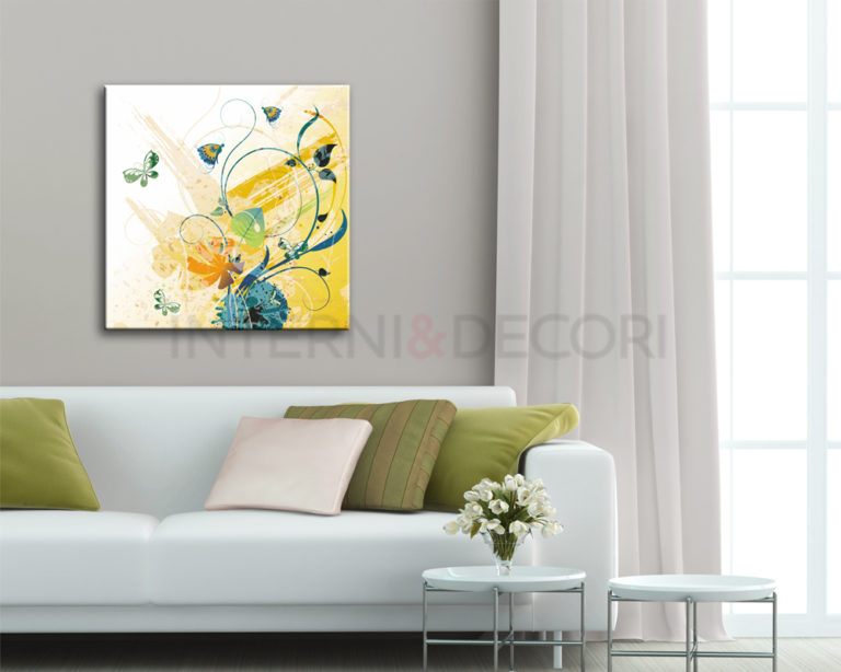 Quadro moderno farfalle "TRA DECORI E FOGLIE" - Stampa su tela