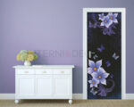 Decorazione porta "FIORI E FARFALLE VIOLA"