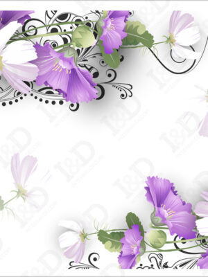 Fiori lilla e decori-stampa su tela