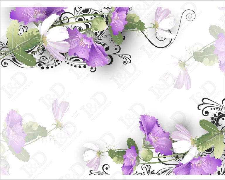 Quadro moderno "FIORI LILLA E DECORI"