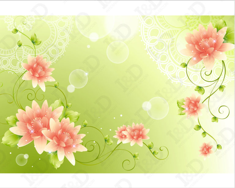 Quadro moderno fiori "DALIE SU SFONDO VERDE" - Stampa su tela