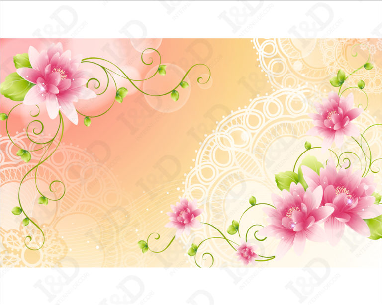 Quadro moderno fiori "DALIE SU SFONDO ARANCIO"