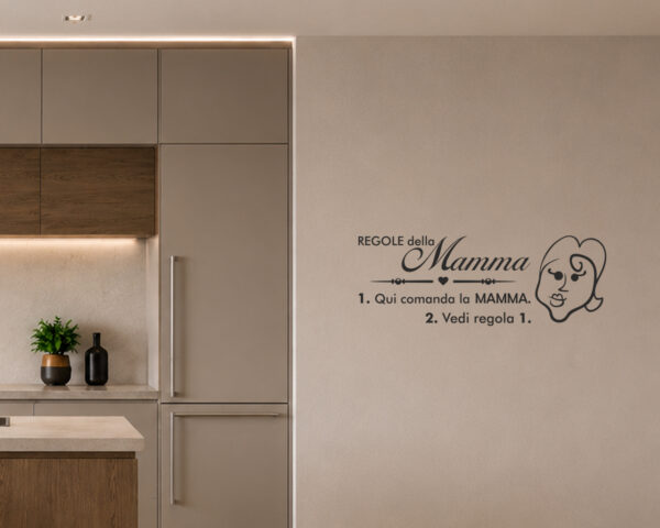 Adesivo da muro frase "LE REGOLE DELLA MAMMA"