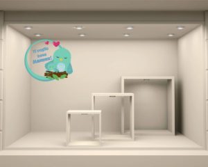 Adesivo per vetrine-mamma con uccellino