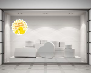 Adesivo per vetrine-mamma oca con cucciolo