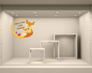 Adesivo per vetrine-mamma lupa e il suo cucciolo