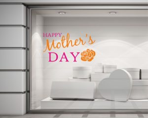 Adesivo per vetrina-festa della mamma con rosa