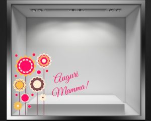 Adesivo per vetrina-Auguri con fiori