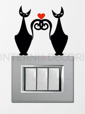 Adesivo per interruttori "GATTI IN AMORE" - Mini sticker murale