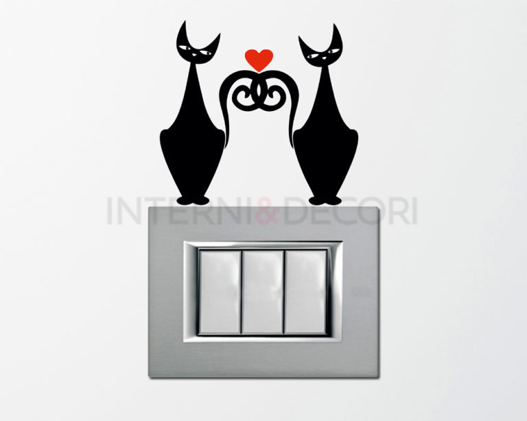 Adesivo per interruttori "GATTI IN AMORE" - Mini sticker murale