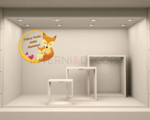 Adesivo per vetrine "MAMMA LUPA E IL SUO CUCCIOLO" - Vetrofania