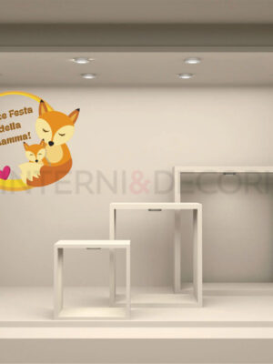 Adesivo per vetrine "MAMMA LUPA E IL SUO CUCCIOLO" - Vetrofania