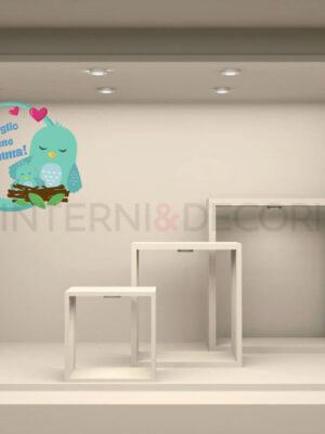 Adesivo per vetrine "MAMMA CON UCCELLINO" - Vetrofania