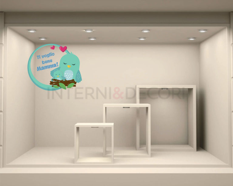 Adesivo per vetrine "MAMMA CON UCCELLINO" - Vetrofania