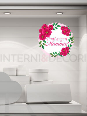 Adesivo per vetrine "GHIRLANDA DI FIORI" - Vetrofania