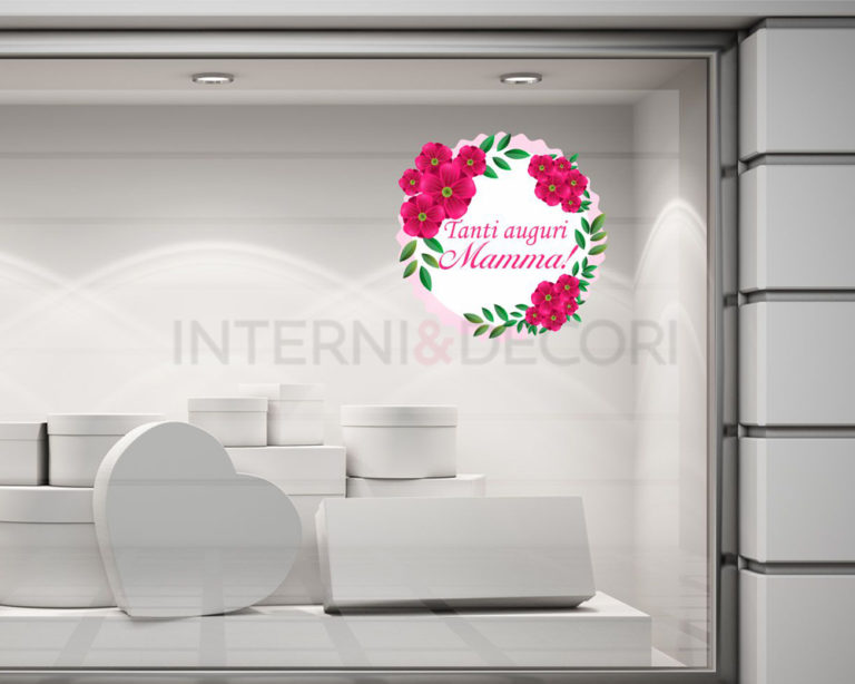 Adesivo per vetrine "GHIRLANDA DI FIORI" - Vetrofania