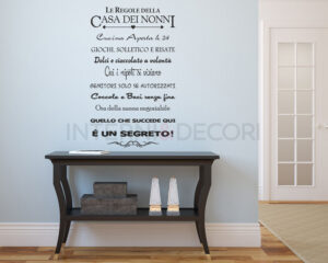 Scritta adesiva da muro "LE REGOLE DELLA CASA DEI NONNI"