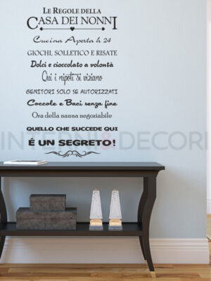 Scritta adesiva da muro "LE REGOLE DELLA CASA DEI NONNI"