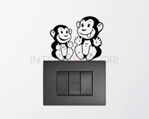 Adesivo per interruttori "SCIMMIETTE DISPETTOSE" - Mini sticker murale