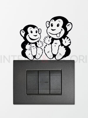 Adesivo per interruttori "SCIMMIETTE DISPETTOSE" - Mini sticker murale