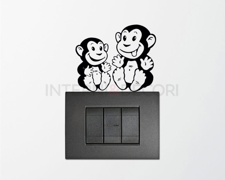 Adesivo per interruttori "SCIMMIETTE DISPETTOSE" - Mini sticker murale
