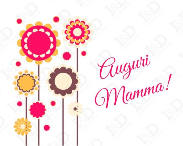 Adesivo festa della mamma "AUGURI CON FIORI" - Vetrofania