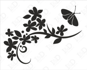 Fiori con farfalla-mini sticker murale